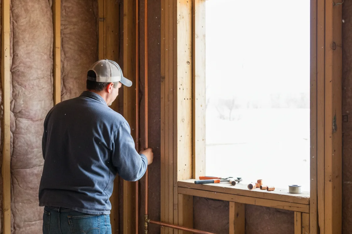 Licensed plumber running new copper supply lines in a Enigma home